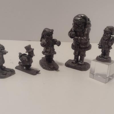Pewter Santa Holiday Figurine Collection