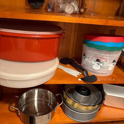 Enamel roaster, Tupperware, and more