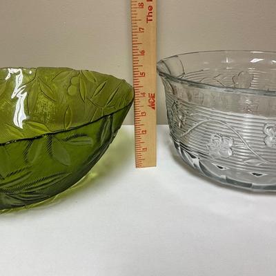 Pair of large glass serving bowls
