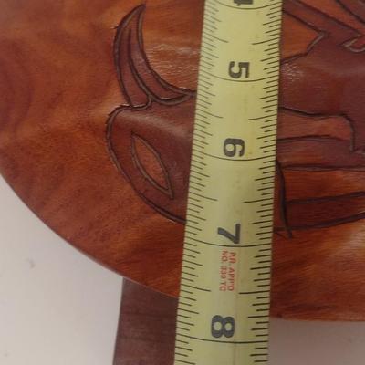 Large Wood Carved Sea Turtle with Ocean Life Designs on Outside and Inside of the Shell