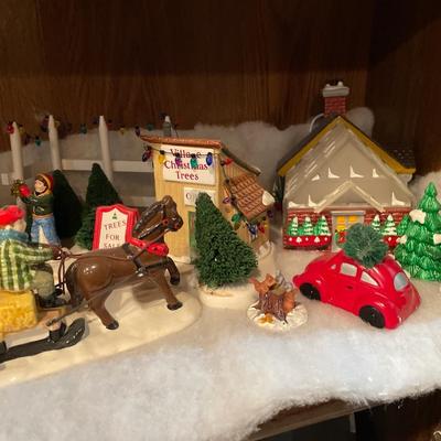 Lighthouse, horse, and sleigh and house