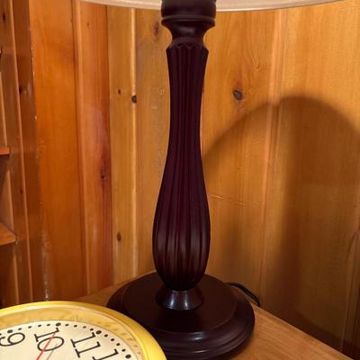 Vintage clock, lamps, wall art
