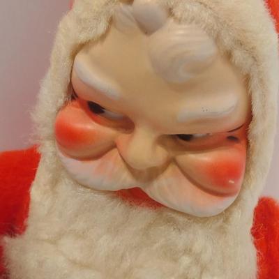 Mid Century Plush Stuffed Santa Claus with Rubber Face