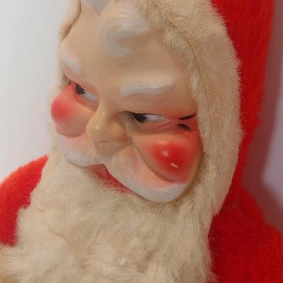 Mid Century Plush Stuffed Santa Claus with Rubber Face