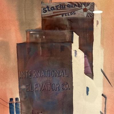 Red Elevator watercolor by Lois Emerson