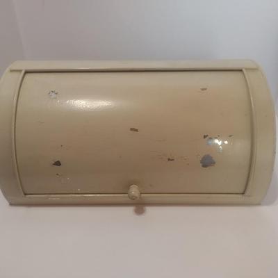Vintage Metal Roll-Up Bread Box Half Round