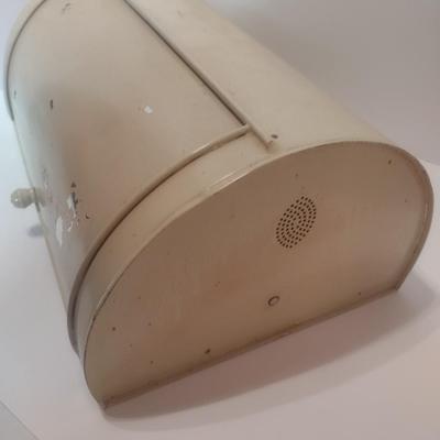 Vintage Metal Roll-Up Bread Box Half Round
