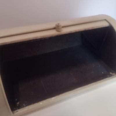 Vintage Metal Roll-Up Bread Box Half Round