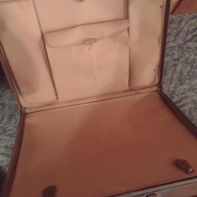 Pair of Vintage Leather Suitcases Travel Luggage