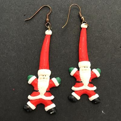 Sale Photo Thumbnail #163: Vintage rubber, Santa Claus earrings. Please see attached photos.