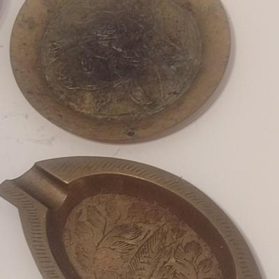 Set of Six Vintage Metal Base Ashtrays Brass, Aluminum, Beanbag Other