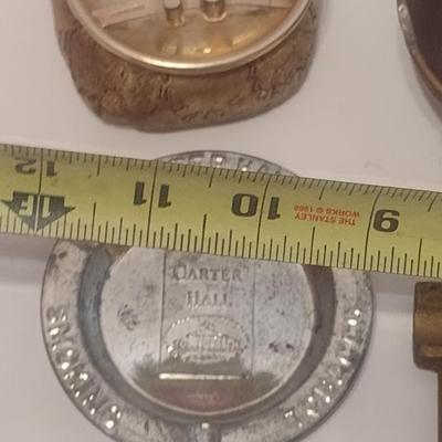 Set of Six Vintage Metal Base Ashtrays Brass, Aluminum, Beanbag Other