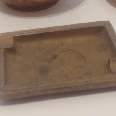 Set of Six Vintage Metal Base Ashtrays Brass, Aluminum, Beanbag Other
