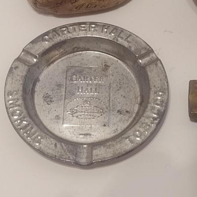 Set of Six Vintage Metal Base Ashtrays Brass, Aluminum, Beanbag Other