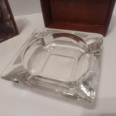 Pair of International Harvester North Caroling Heavy Equipment Glass Ashtrays