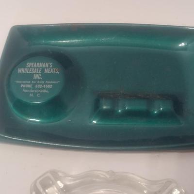 Set of 8 Vintage Advertising Glass, Ceramic, and Metal Ashtrays