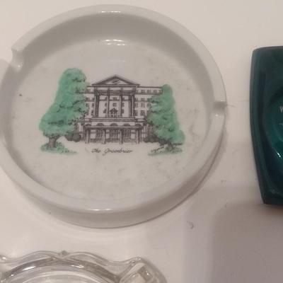 Set of 8 Vintage Advertising Glass, Ceramic, and Metal Ashtrays
