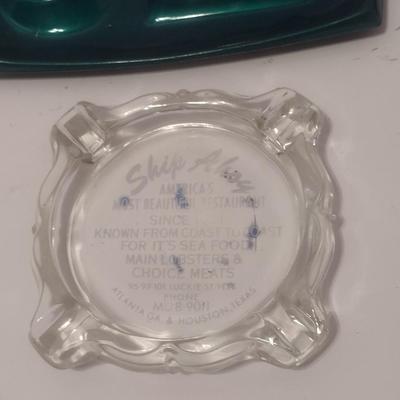 Set of 8 Vintage Advertising Glass, Ceramic, and Metal Ashtrays