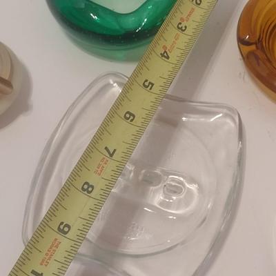 Set of 5 Vintage Ashtrays, Glass, Art Glass, Alabaster and Amber Glass