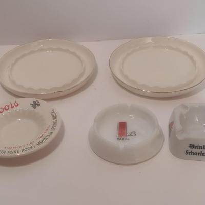 Collection of Vintage Ceramic and Milk Glass Ashtrays
