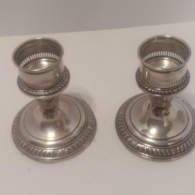 Pair of Vintage Weighted Sterling Candlestick Holders
