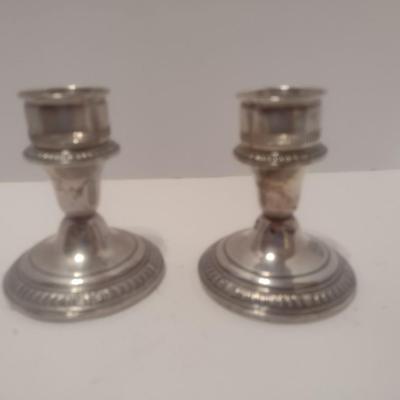 Pair of Vintage Weighted Sterling Candlestick Holders