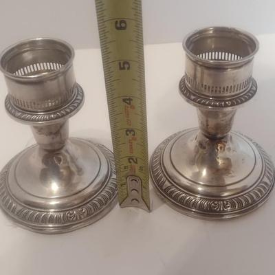 Pair of Vintage Weighted Sterling Candlestick Holders