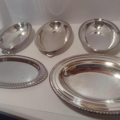 Assortment of Plated Silver Serving Trays