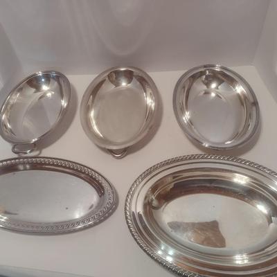 Assortment of Plated Silver Serving Trays