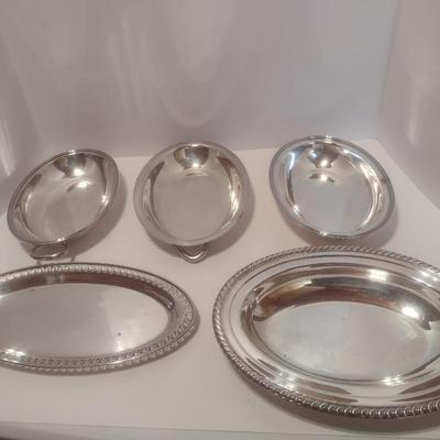 Assortment of Plated Silver Serving Trays