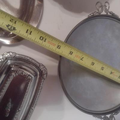 Assortment of Plated Silver and Pewter Serving Pieces