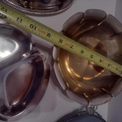 Assortment of Plated Silver and Pewter Serving Pieces