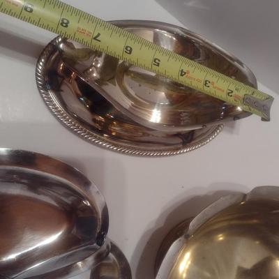 Assortment of Plated Silver and Pewter Serving Pieces