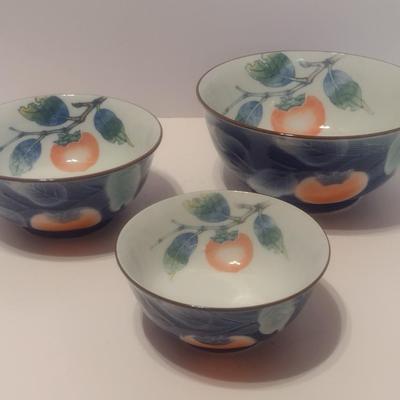 Set of Three Vintage Japanese Ceramic Nesting Mixing Bowls