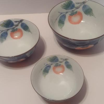 Set of Three Vintage Japanese Ceramic Nesting Mixing Bowls