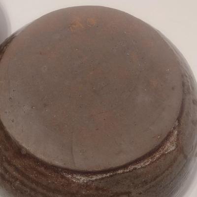 Pair of Hand Thrown Alkaline Glaze Pottery Bowls
