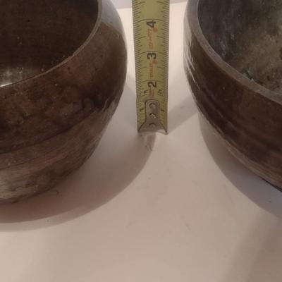 Pair of Hand Thrown Alkaline Glaze Pottery Bowls