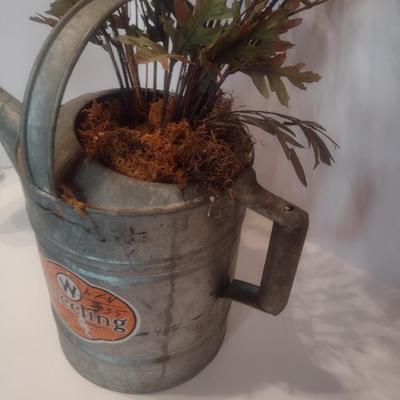Vintage Galvanized Watering Can Being Used as a Planter