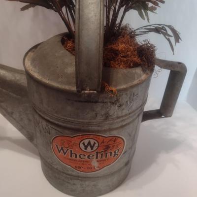 Vintage Galvanized Watering Can Being Used as a Planter