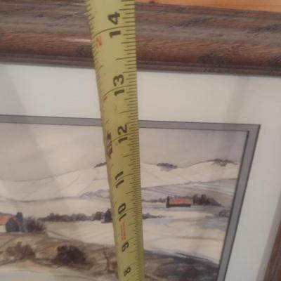 Framed Art Watercolor Country Snowscape by Paul Long