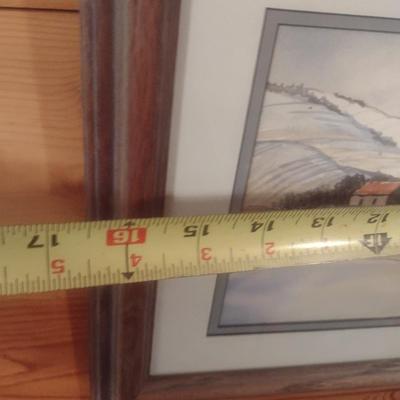 Framed Art Watercolor Country Snowscape by Paul Long