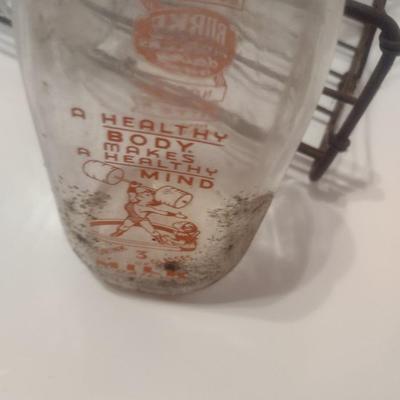 Set of Six Vintage Glass Dairy Milk Bottles and Wire Carry Caddy Includes Burke Farmers Dairy Morganton, NC and Harvey's Dairy...