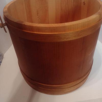 Large Wood Slat Firken Style Bucket