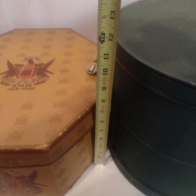 Pair of Vintage Hat Boxes with One Hat as Shown