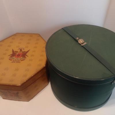 Pair of Vintage Hat Boxes with One Hat as Shown
