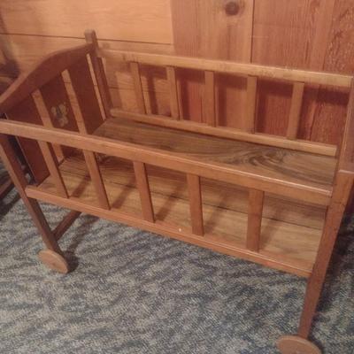 Vintage Wood Framed Large Doll or Teddy Bear Crib