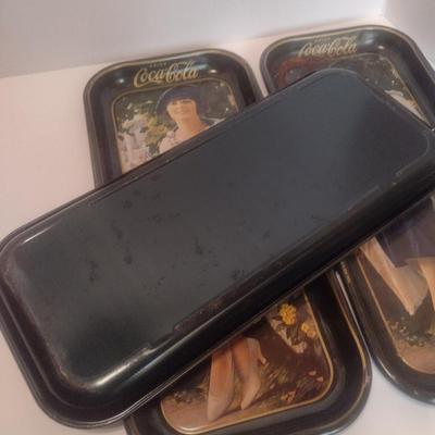 Set of Three Vintage 1973 Coca-Cola Metal Beverage Trays