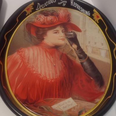 Set of Three Vintage Reproduction Metal Coca-Cola Trays circa 1973 Choice B