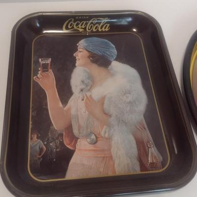 Set of Three Vintage Reproduction Metal Coca-Cola Trays circa 1973 Choice B