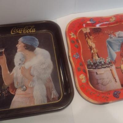 Set of Three Vintage Metal Beverage Trays Two Reproduction Coca-Cola circa 1973 Choice C